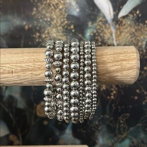 Chic Silver Plastic Beaded Bracelet Set for Kids and Teens